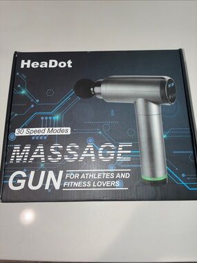 HEADOT Brand Massage Gun Like New Complete With All Attachments Great For Travel